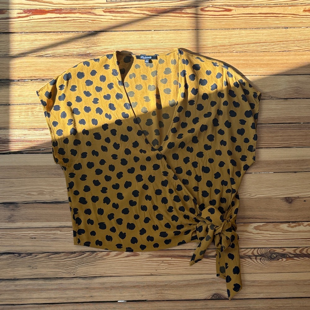 Leopard print short sleeve wrap top